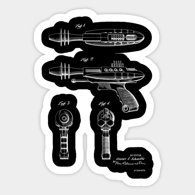 Toy Pistol Vintage Patent Hand Drawing Sticker by TheYoungDesigns